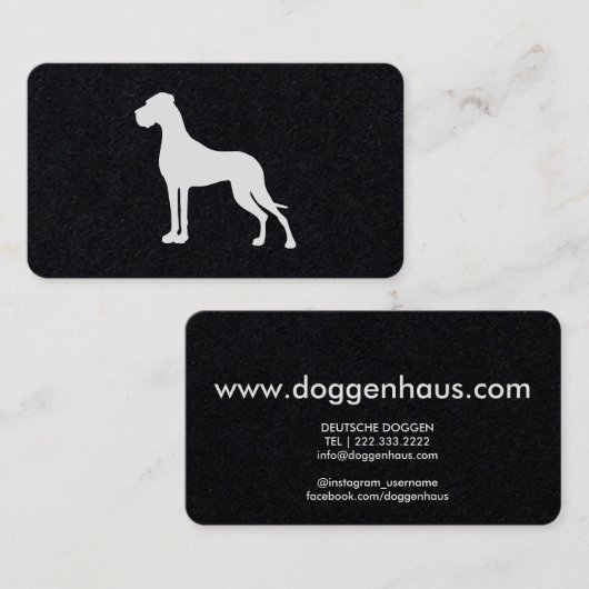 Deutsche Dogge Silhouette Visitenkarte (Vorne/Hinten)