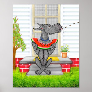 Deutsche Dogge SPITZT Schwarz Poster