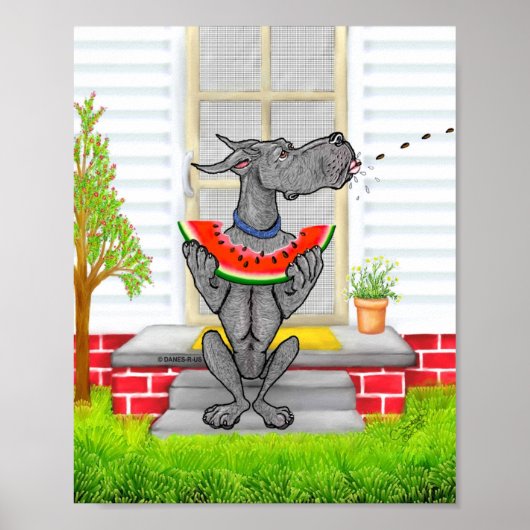 Deutsche Dogge SPITZT Schwarz Poster (Vorne)