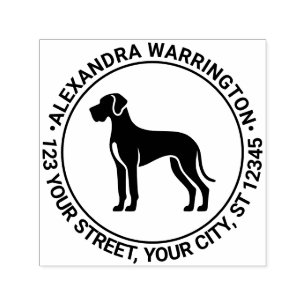 Deutsche Dogge Stehend Silhouette Name Rücksendead Permastempel