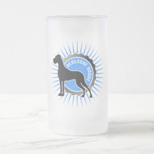 Deutsche Dogge stern blau Mattglas Bierglas
