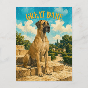 Deutsche Dogge, Vintage-Wasserfarben-Hundekunst Postkarte