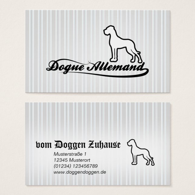 Deutsche Dogge Visitentententenkarte (Vorne & Hinten)