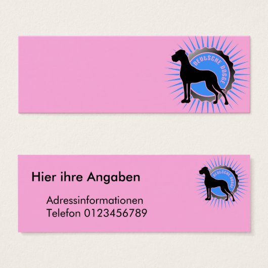 Deutsche Dogge Visitentententenkarte (Vorne & Hinten)