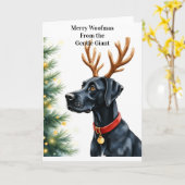 Deutsche Dogge Weihnachten  Karte (Gelbe Blume)