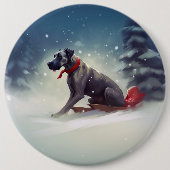 Deutsche Dogge Weihnachten Schnee Winter Button (Vorderseite)