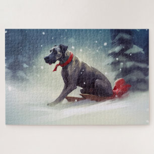 Deutsche Dogge Weihnachten Schnee Winter Puzzle