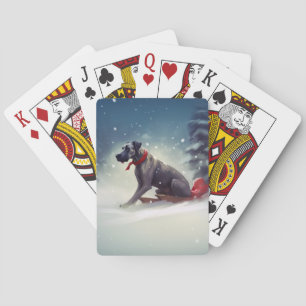 Deutsche Dogge Weihnachten Schnee Winter Spielkarten