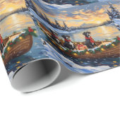 Deutsche-Dogge-Weihnachtsboot-Feiertag Geschenkpapier (Rolleneckpunkt)