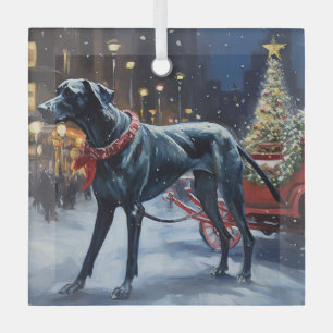 Deutsche Dogge Weihnachtsfestzeit Ornament Aus Glas