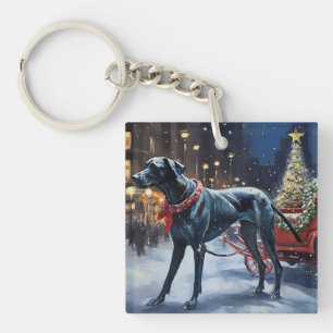 Deutsche Dogge Weihnachtsfestzeit Schlüsselanhänger