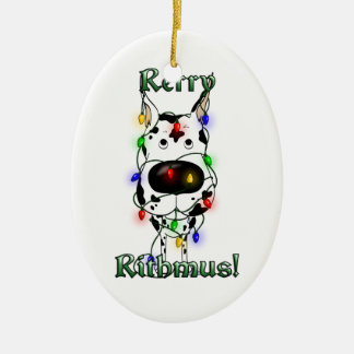Deutsche Dogge - Weihnachtslichter Keramikornament