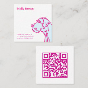 Deutsche Dogge Zeichnung und QR-Code Quadratische Visitenkarte