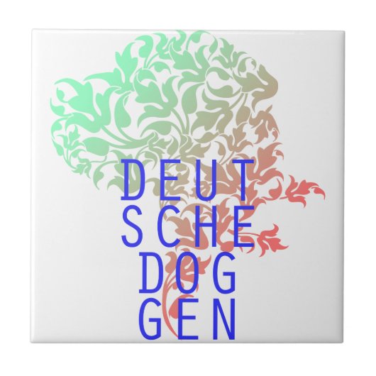 Deutsche Doggen Blatt Kopf Fliese (Vorderseite)