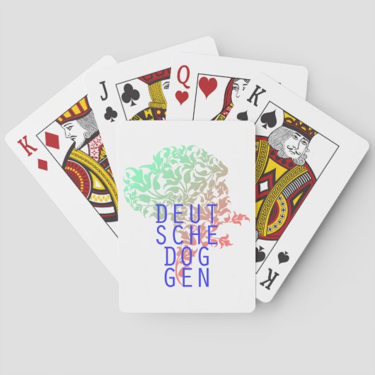 Deutsche Doggen Blatt Kopf Spielkarten (Rückseite)