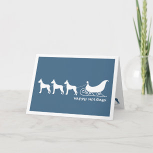 Deutsche Doggen, die Sankt Pferdeschlitten ziehen Feiertagskarte