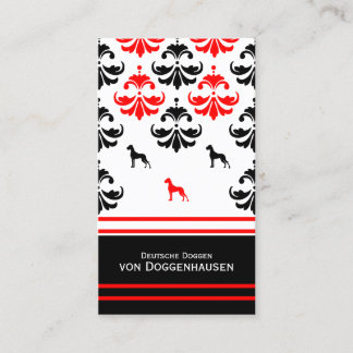 Deutsche Doggen Floral Damastener Muster  Visitenkarte