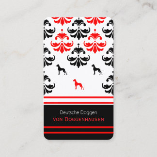 Deutsche Doggen Floral Damastener Muster  Visitenkarte