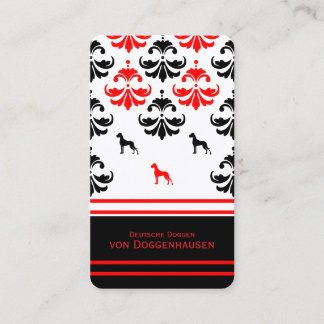 Deutsche Doggen Floral Damastener Muster  Visitenkarte