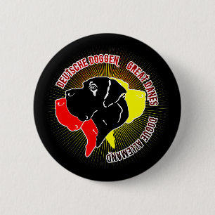 Deutsche Doggen Schwarz Rot Gold Button