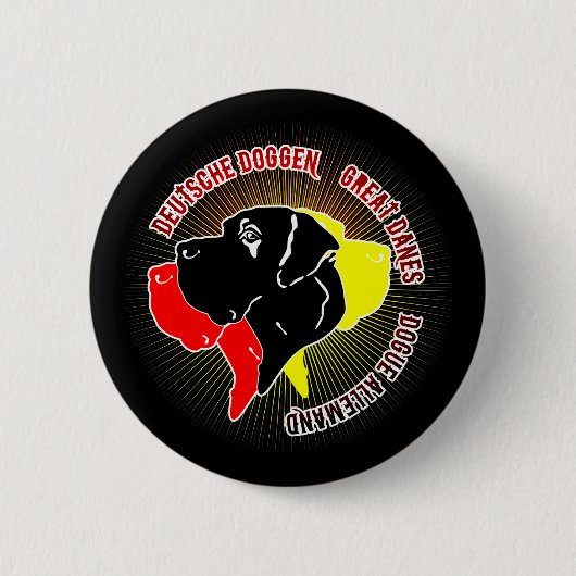 Deutsche Doggen Schwarz Rot Gold Button (Vorderseite)