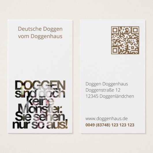 Deutsche Doggen Visitenkarte (deutsch) (Vorne & Hinten)