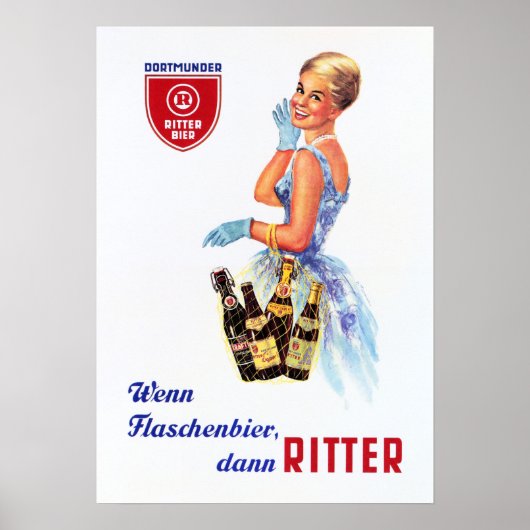 Deutsche Dortmunder RITTER BIER Retro Bierwerbung Poster (Vorne)