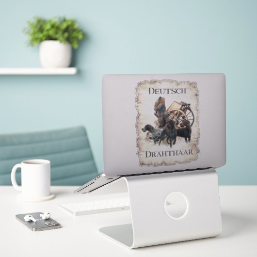 Deutsche Drahthaar Pointer Aufkleber (Laptop auf Schreibtisch)