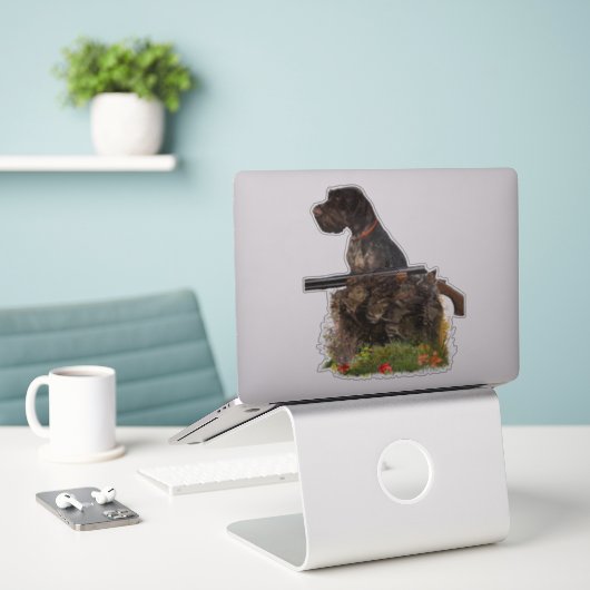 Deutsche Drahthaar Pointer Aufkleber (Laptop auf Schreibtisch)