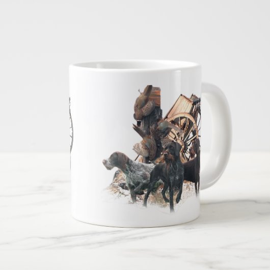 Deutsche Drahthaar Pointer-Aufkleber-Papierplatte Jumbo-Tasse (Vorderseite Rechts)