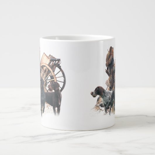 Deutsche Drahthaar Pointer-Aufkleber-Papierplatte Jumbo-Tasse (Vorderseite)