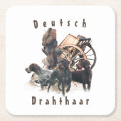 Deutsche Drahthaar Pointer-Aufkleber-Papierplatte Rechteckiger Pappuntersetzer (Vorderseite)