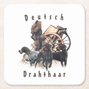 Deutsche Drahthaar Pointer-Aufkleber-Papierplatte Rechteckiger Pappuntersetzer