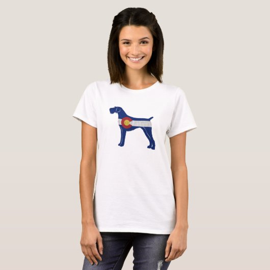 Deutsche Drahthaar Pointer Colorado Flag T-Shirt (Vorne ganz)