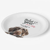 Deutsche Drahthaar Pointer Dog Hochzeitsempfang Pappteller (Schrägansicht)