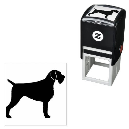 Deutsche Drahthaar Pointer Dog Rasse Silhouette Permastempel (Beispiel)