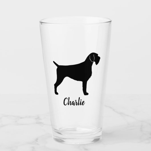 Deutsche Drahthaar Pointer Dog Silhouette Custom Glas (Vorderseite)