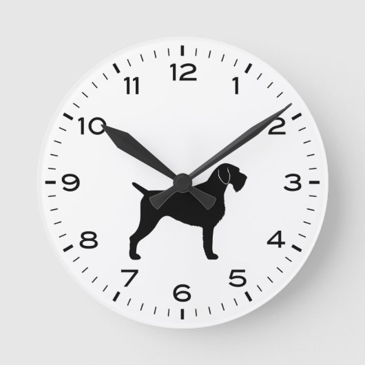 Deutsche Drahthaar Pointer Dog Silhouette Runde Wanduhr (Vorderseite)