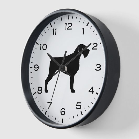 Deutsche Drahthaar Pointer Dog Silhouette Uhr (Winkel)