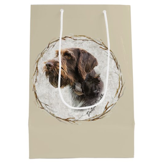 Deutsche Drahthaar Pointer Medium Geschenktasche Mittlere Geschenktüte (Rückseite)