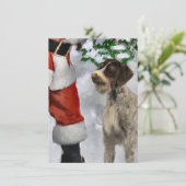 Deutsche Drahthaar Pointer Santa Weihnachtskarte (Stehend Vorderseite)