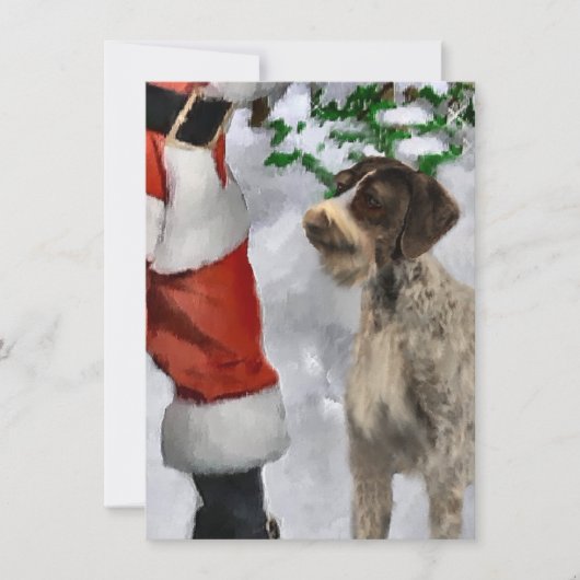 Deutsche Drahthaar Pointer Santa Weihnachtskarte (Vorderseite)
