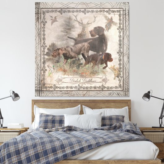 Deutsche Drahthaar Pointer Tapestry Imitate Leinwa Leinwanddruck (Insitu (Schlafzimmer))
