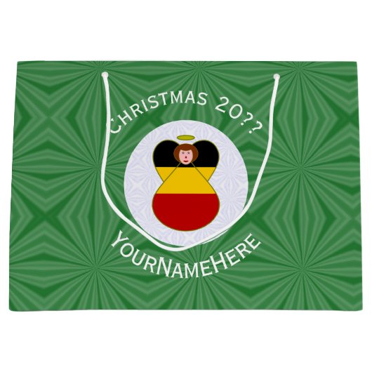 Deutsche Engel-Weihnachtsfahne Personalisiert Große Geschenktüte (Vorderseite)