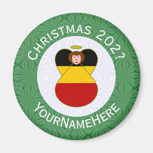 Deutsche Engel-Weihnachtsfahne Personalisiert Magnet (Vorne)