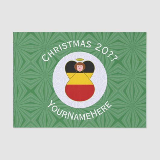 Deutsche Engel-Weihnachtsfahne Personalisiert Seidenpapier (Vorderseite)
