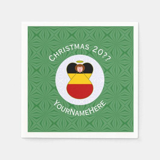 Deutsche Engel-Weihnachtsfahne Personalisiert Serviette (Vorderseite)