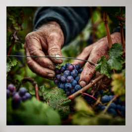 Deutsche Ernte - Nahe Ernte von Traubenpflücken Poster