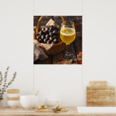 Deutsche Ernte: Trauben im Korb mit Federweißer Poster (Küche)