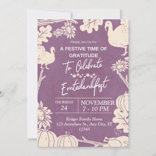 deutsche Erntedank-Einladung Einladung (Vorderseite)